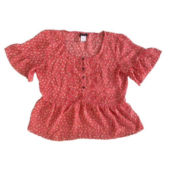 J Crew Womens Pink‎ Lightweight Peasant Top Sheer 1/2 Button Sz XS 100% Silk - Picture 1 of 6